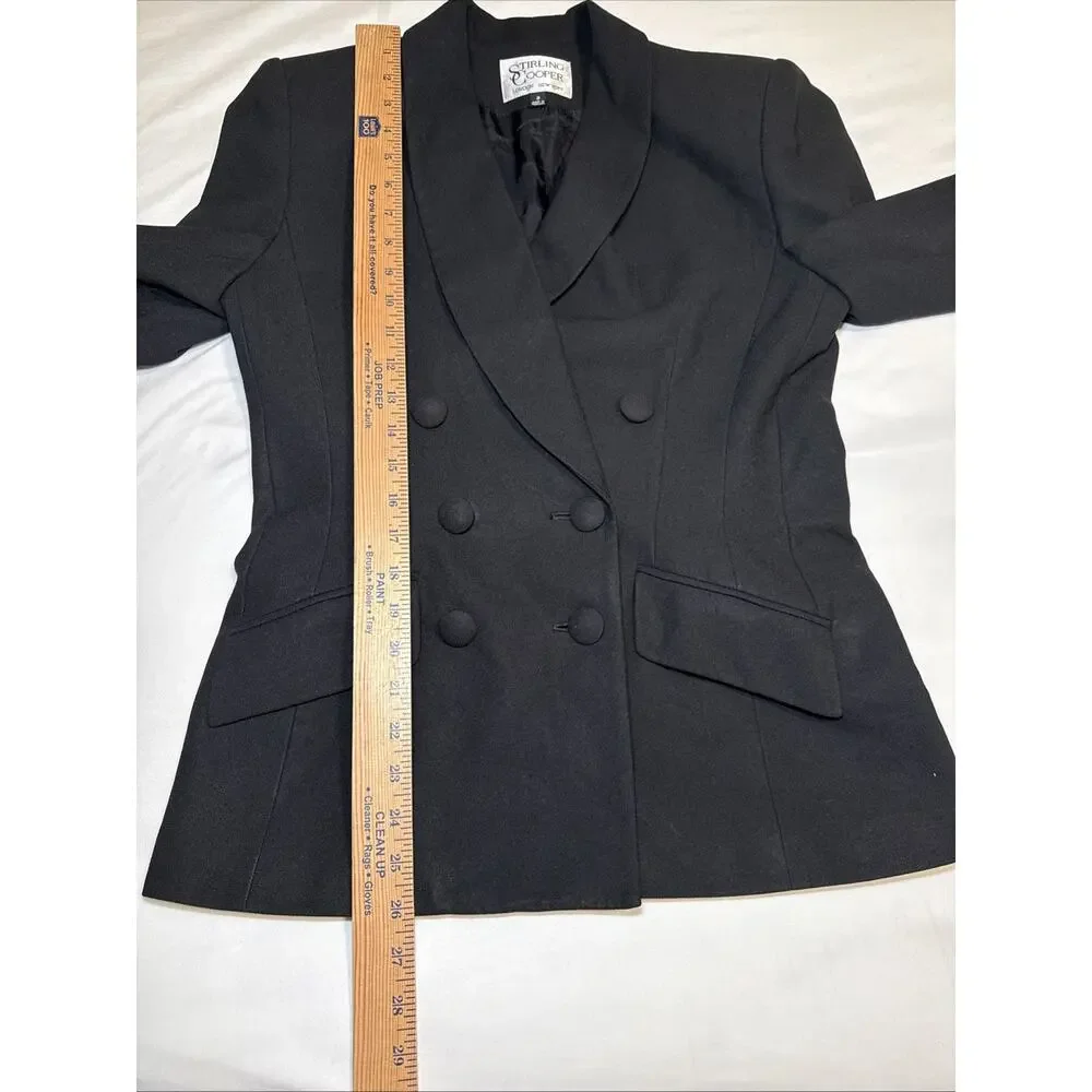 VTG Stirling Cooper Womens Black Blazer Double Breasted Jacket Chic Size 8 EUC - Picture 6 of 13